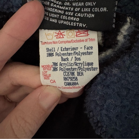 County Clothing Co Black Faux Suede Jacket Blue Stripe Sherpa Lining XL - Picture 6 of 6